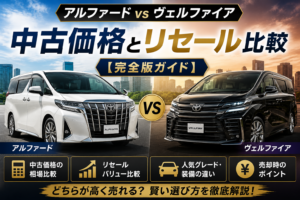 アルファードとヴェルファイアの中古価格とリセールバリューを比較したイメージ