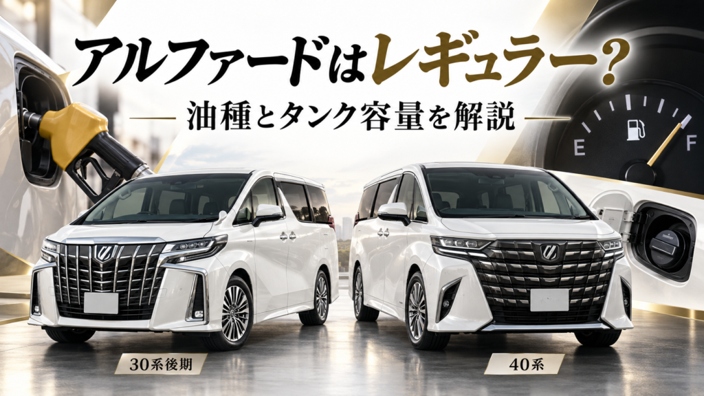 30系後期と40系アルファードの油種とガソリンタンク容量を解説するアイキャッチ画像