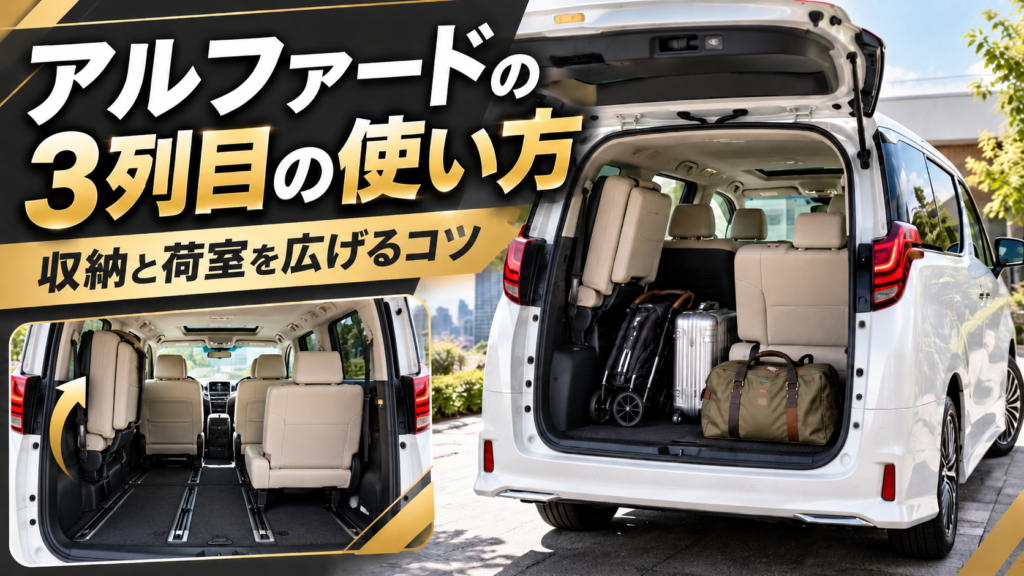 アルファードの3列目を片側収納して荷室を広げた使い方